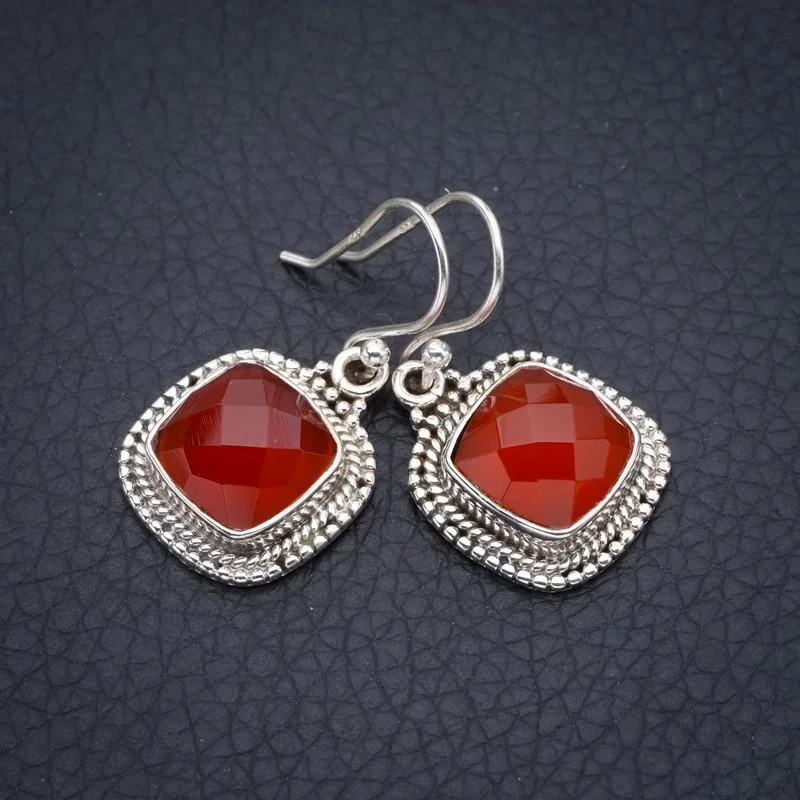 

StarGems Carnelian Handmade 925 Sterling Silver Earrings 1.25" F5716