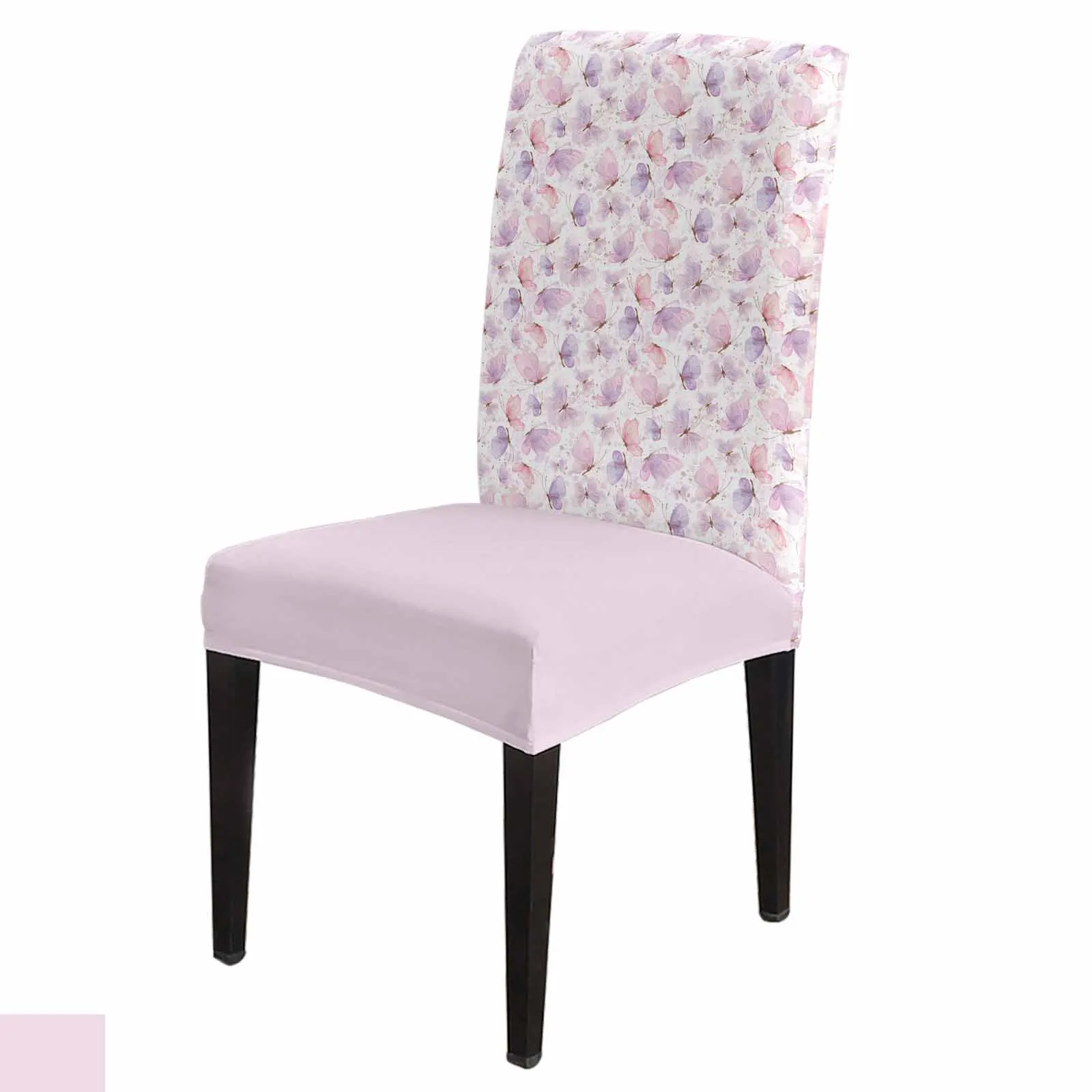 

Spring Butterfly Watercolor Dining Chair Covers Spandex Stretch Seat Cover for Wedding Kitchen Banquet Party Seat Case