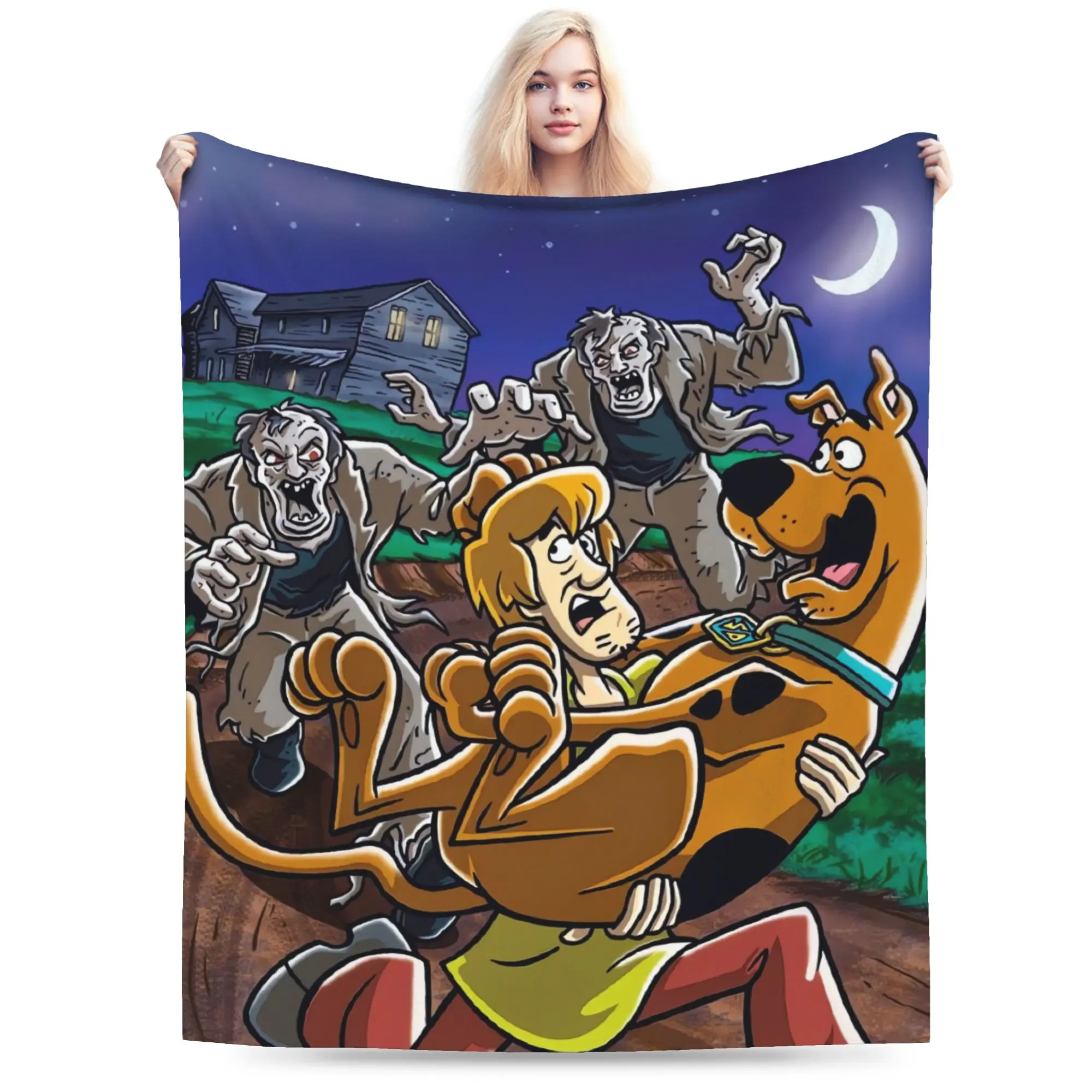Cartoon Halloween Plush Blanket for Kids - Soft and Cozy Flannel Throw for Outdoor Use, Super Warm Custom Quality Bedspread