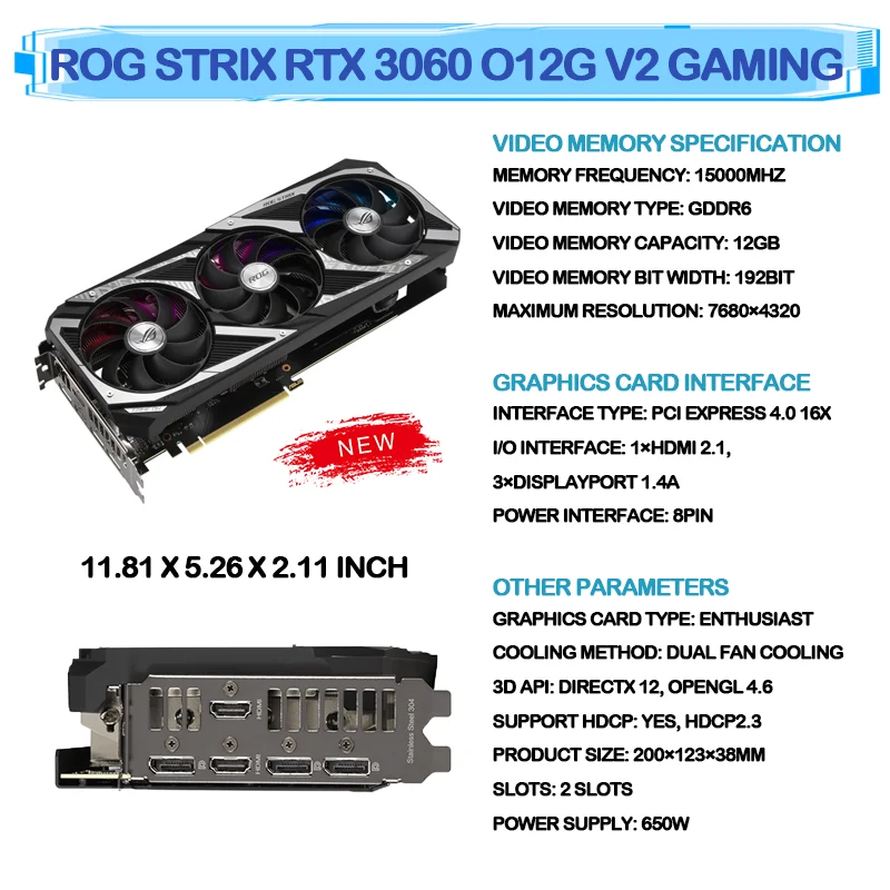 ASUS GeForce RTX 3060 Dual V2 OC Graphics DUAL-RTX3060-O12G-V2