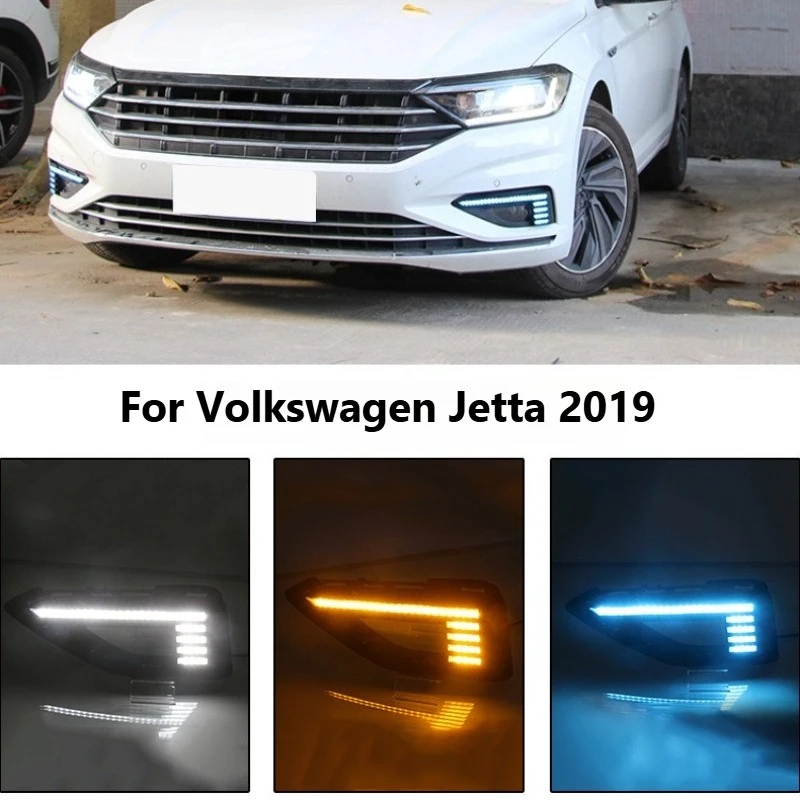For Volkswagen Jetta 2019 Car Led Daytime Running Lights Streamer Steering Front Fog Light Modified DRL 12V Daylights Night Blue detail image 1