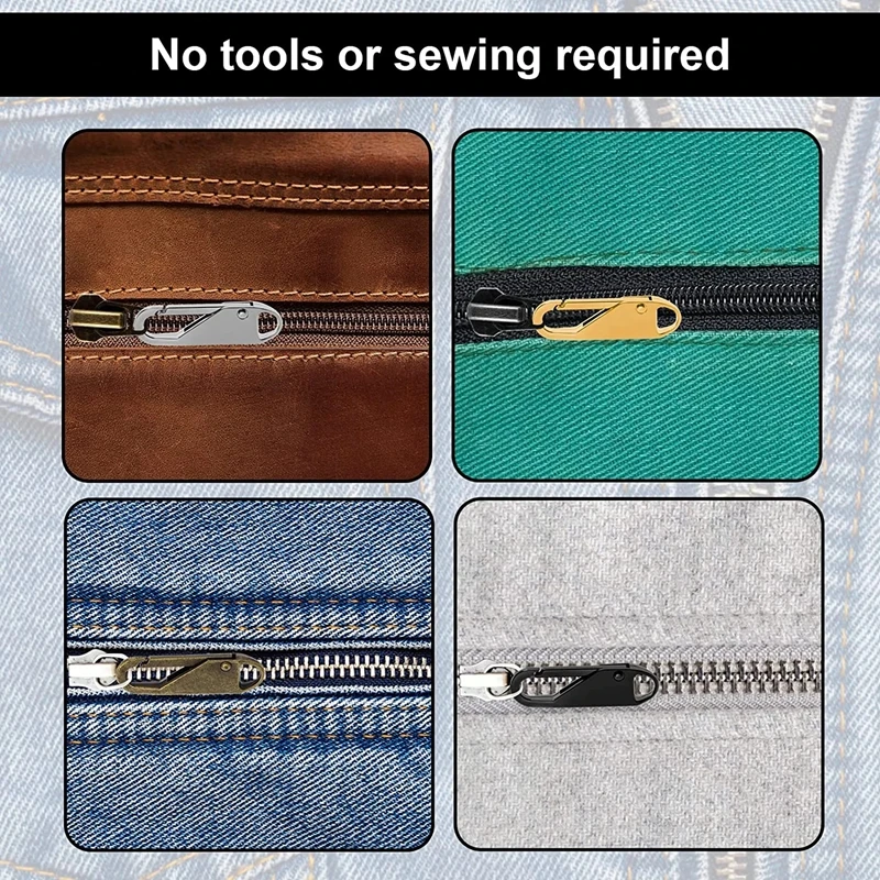 10 Pcs Metal Zipper Pull Replacement Detachable Zipper Slider Pull Tab Repair Kit for Clothing Jacket Diy Craft Sewing Zip Head
