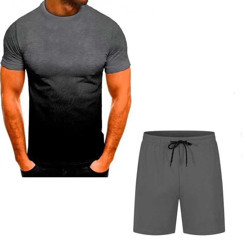 

Men's Casual Plus Size Short Sleeved T-Shirt, Luxury Brand, Street Clothing, Summer Fashionable Sports Set