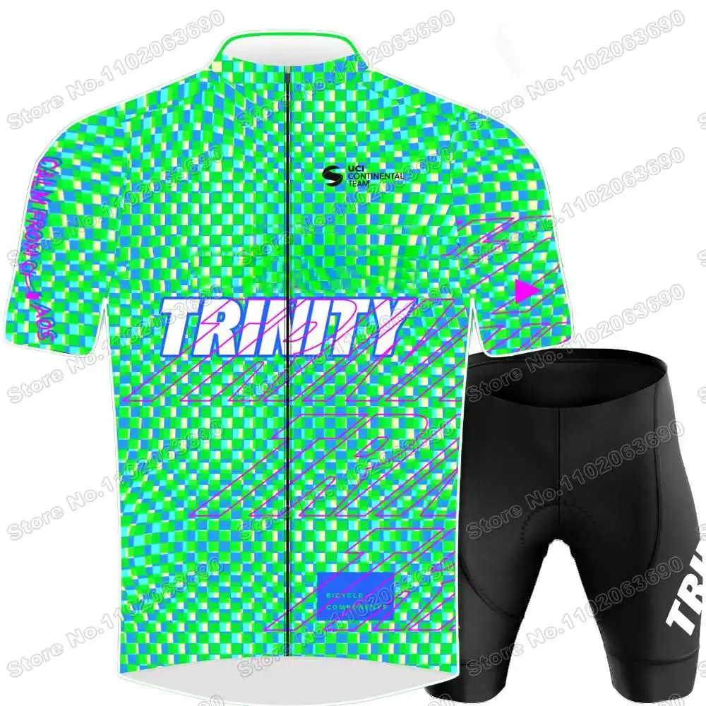 Team Trinity Racing Cycling Jersey Set Men Cycling Clothing Green Summer Road Bike Shirts Suit Bicycle Bib Shorts MTB Wear