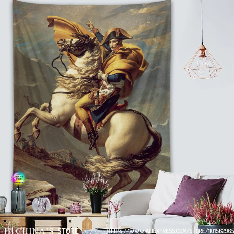 HD Napoleon oil painting Tapestry Bohemian Aesthetic Wall Hanging French famous painting Tapestries Bedroom Boho Home Decor tapestry decor