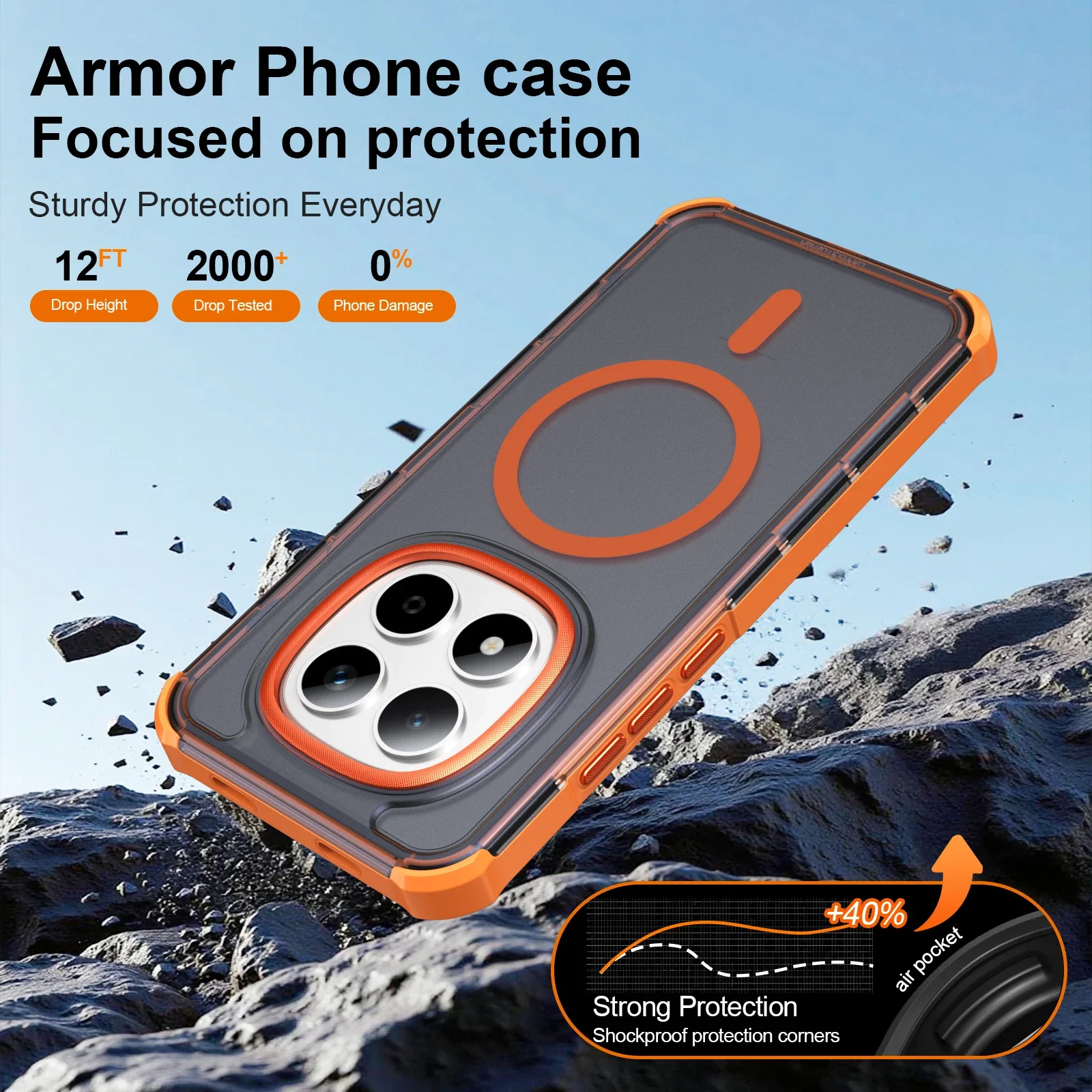 Enhanced Shockproof Matte Magnetic Phone Case with Magsafe Wireless Charging Compatibility