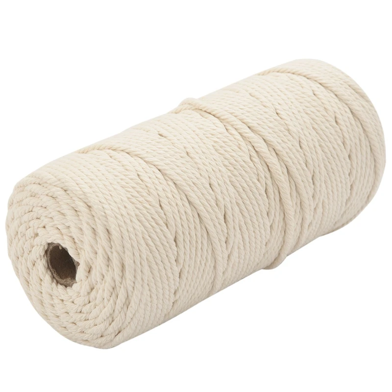 

Набор шнуров для макраме 3 мм, хлопковая веревка с деревянными бусинами, деревянное кольцо и деревянная палочка для вешалки для растений, вязание для макраме, рукоделие