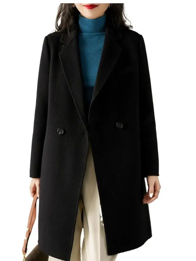 

Women's Clothing Double-sided Cashmere Coat Loose and Slim Mid-length Wool Coat Autumn Winter New