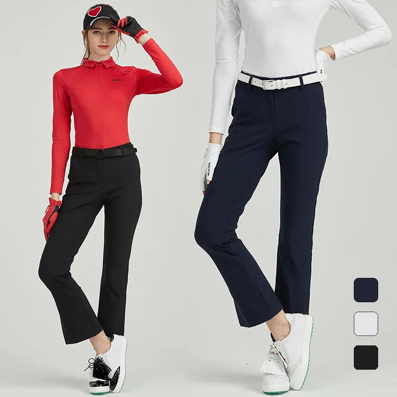 

Спортивная одежда Blktee для гольфа, спортивные брюки с разрезом, женские расклешенные узкие брюки для гольфа с высокой талией, осенние весенние спортивные брюки