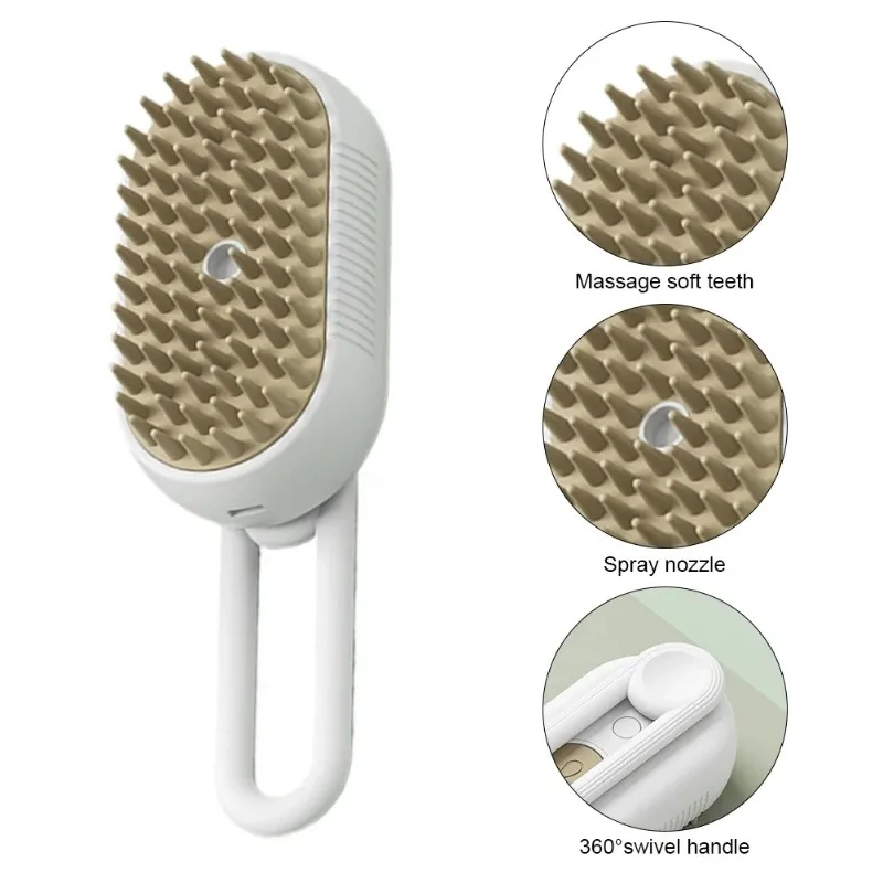 3 In 1 Electric Steam B Cat And Dog Cleaning Spray Massage Grooming Comb Retractable Handle Pet Hair Removal_voghion.com