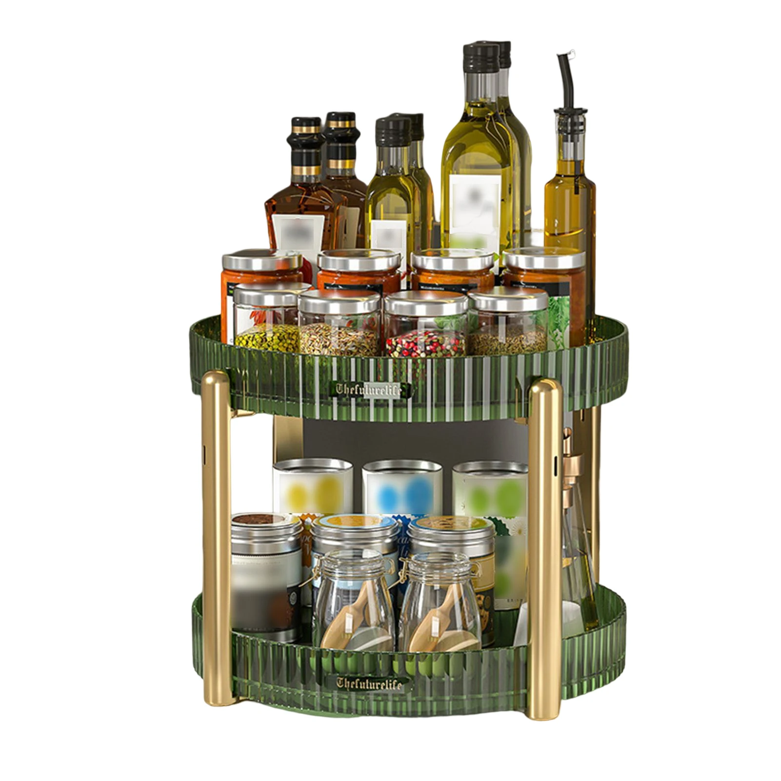 

360 Turntable Organizing Tray 2-Tier Large Capacity Cosmetics Storage Rack Dresser Table Top Storage System