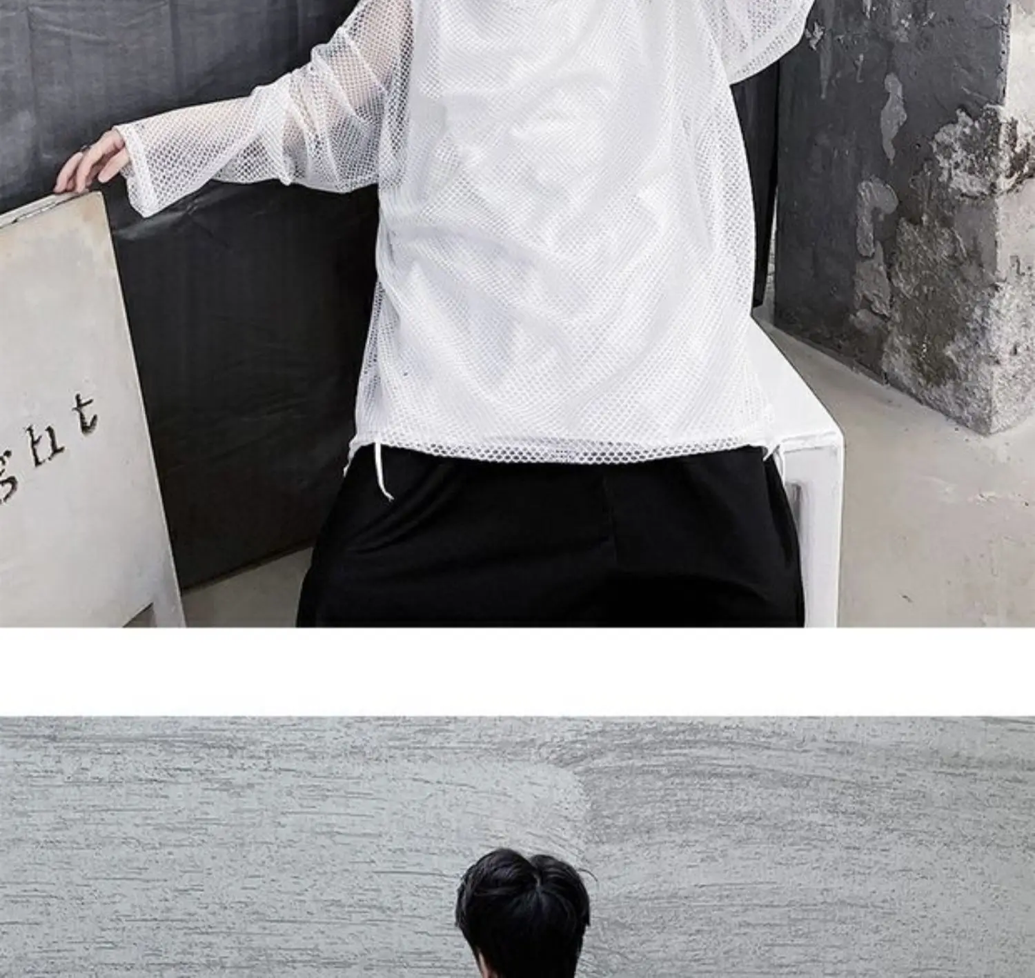 2024 Summer Dark Hollowed Out Mesh Hoodies T-shirt For Men Women Long Sleeves Loose Hooded Mesh Transparent Shirts