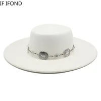 British Style Fedora Hats For Women 9.5CM Big Brim Luxury Belt Band Felt Jazz Hats Wedding Dress Formal Cap 5