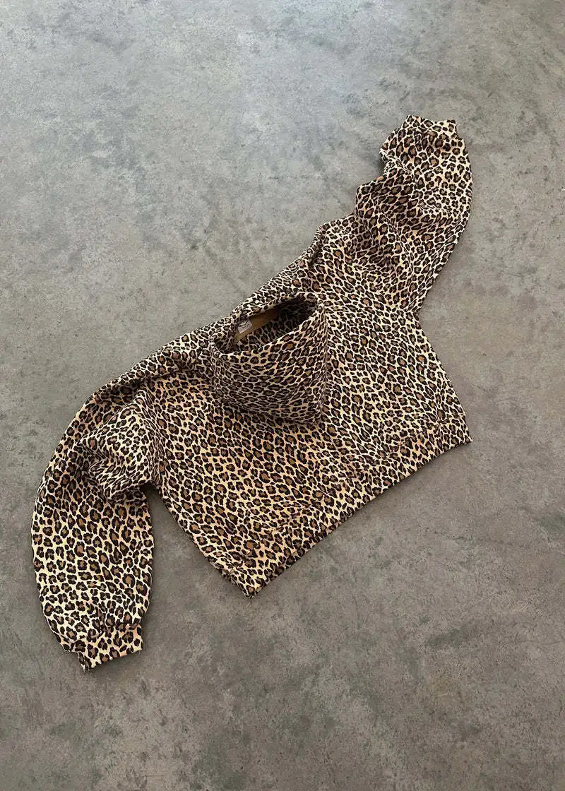 Y2K Leopard Print Hoodie – Unisex Harajuku Hip Hop Style Zip-Up Pullover Sweatshirt for Couples