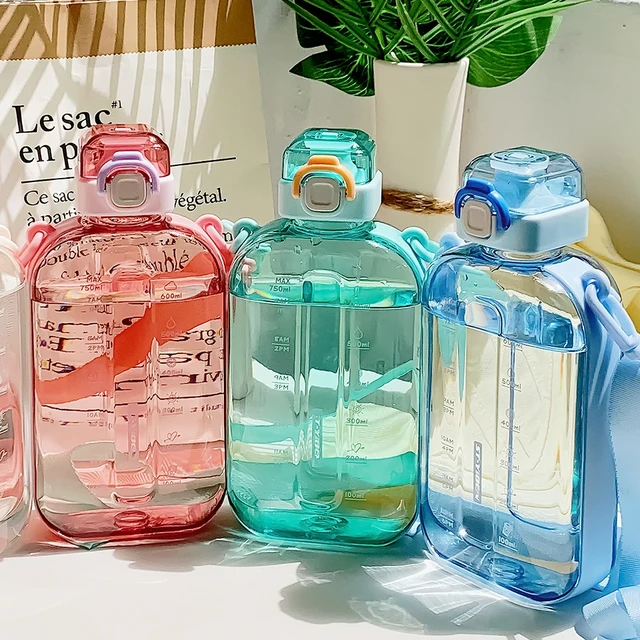 Bouteille d'Eau Plate Transparente sans BPA pour Fille et Enfant