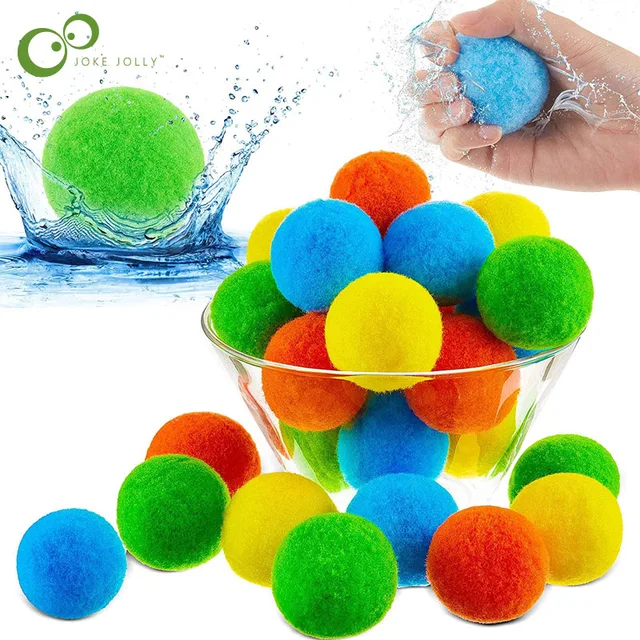 10pcs 5cm Reusable Water Balls Children Water Balloon Outdoor Swimming Pool Fight Absorbent Cotton Balls Soaker Bomb Balls DDJ 1