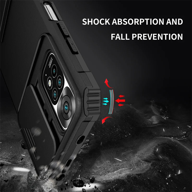 Heavy-Duty Shockproof Stand Holder Case with Camera Protection for Xiaomi Redmi Note Series