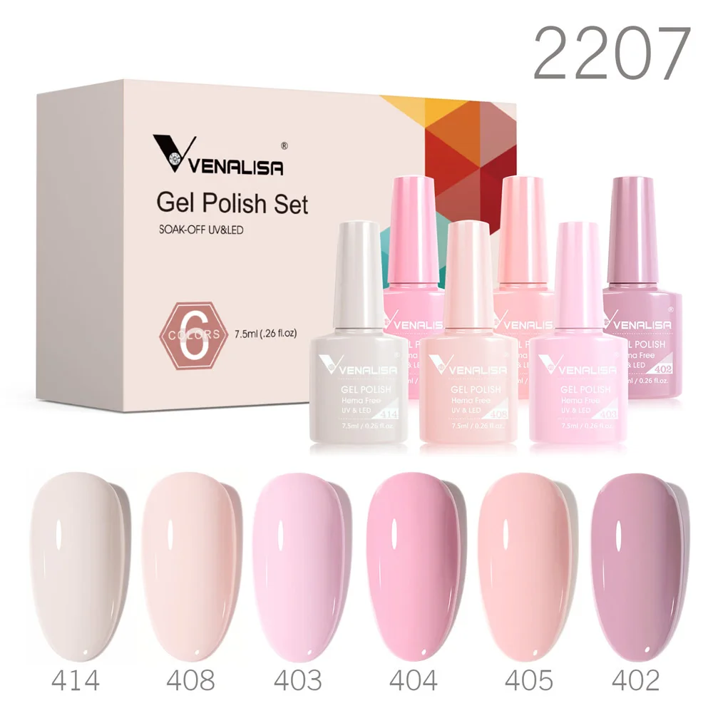 Venalisa Gel Nail Polish 6/12pcs/Set Color Rubber Base Jelly Pink Natural Color Series Nude Collection VIP Kit Neon Summer Gel