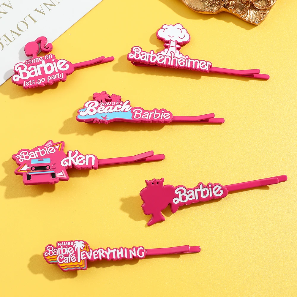 

Fantasy Movie Barbie Pink Letter Hairpin Kawaii Barbie Girl Metal Hair Clips Barrettes for Women Hair Accessories Gifts