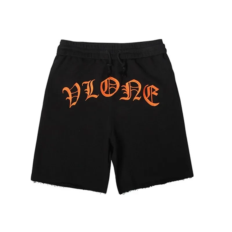 

High quality spring/summer casual VLONE Gothic letter embroidered lace up knitted loose shorts for men and women