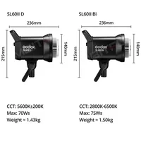 Godox SL60IIBi COB LED Video Light 2800-6500K 2.4G Wireless/Bluetooth Control Continuous Light Bowens Mount for Video Recording 2