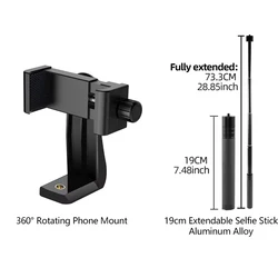Universal Rotatable Tripod Adapter with Adjustable Mount (Extension Rod Kit)