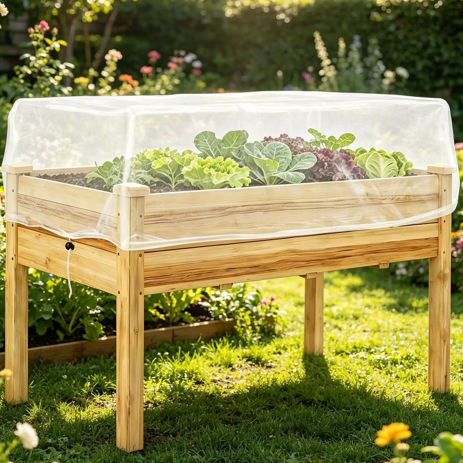높은 화단용 정원 그물망 직사각형 UV 차단 3.6x1.64ft 농장 뒷마당 파티오 과수원 꽃밭용 정원 메쉬 그물망