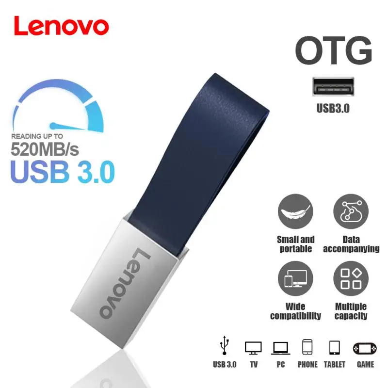 Lenovo Usb Flash Drives 128Gb Extreme Usb 3.0 512Gb Creative Pen Drive 1Tb 2Tb Backup Dati Memoria Usb 256Gb Regalo Micro Usb Stick