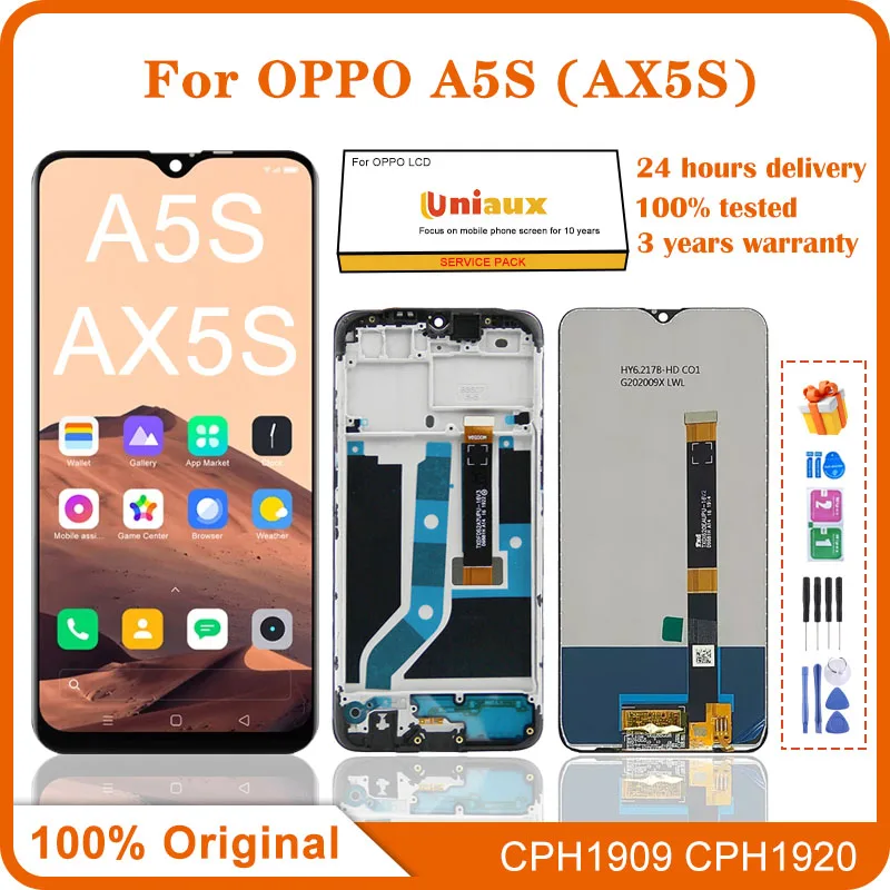 Оригинальный ЖК-дисплей 6,2 дюйма для Oppo A5s AX5s, дисплей с рамкой для OppoA5s cph1900 CPH1920, ремонт экрана