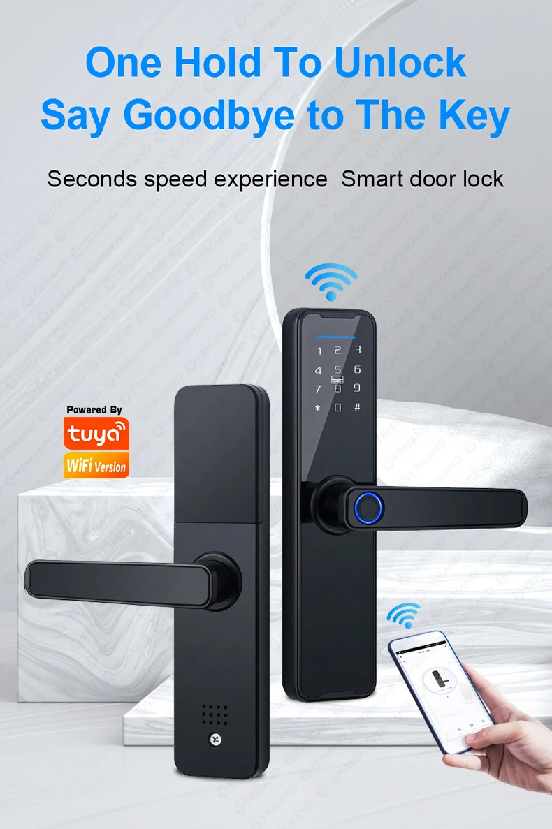 K7 fechadura eletronico digital Biometric Black Smart Lock Tuya App Remote Unloc