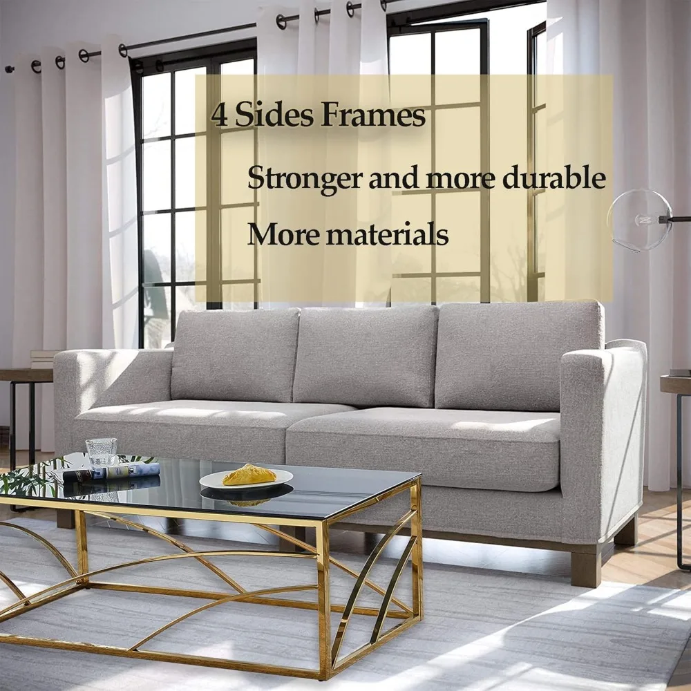 Stainless Steel Rectangular Accent Glass Coffee Table for Living Room- 46.8" Modern Sleek Center Table with Lounge Table with Bl 5