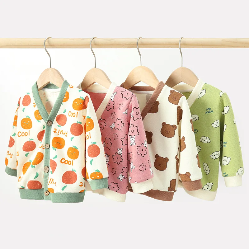 Spring Baby Boys Girls Knit Cardigans Cute Cartoon Kids Coat Infant Toddler Long-sleeve Sweater Jacket Plush Warm Baby Clothes kids clothes,baby jacket