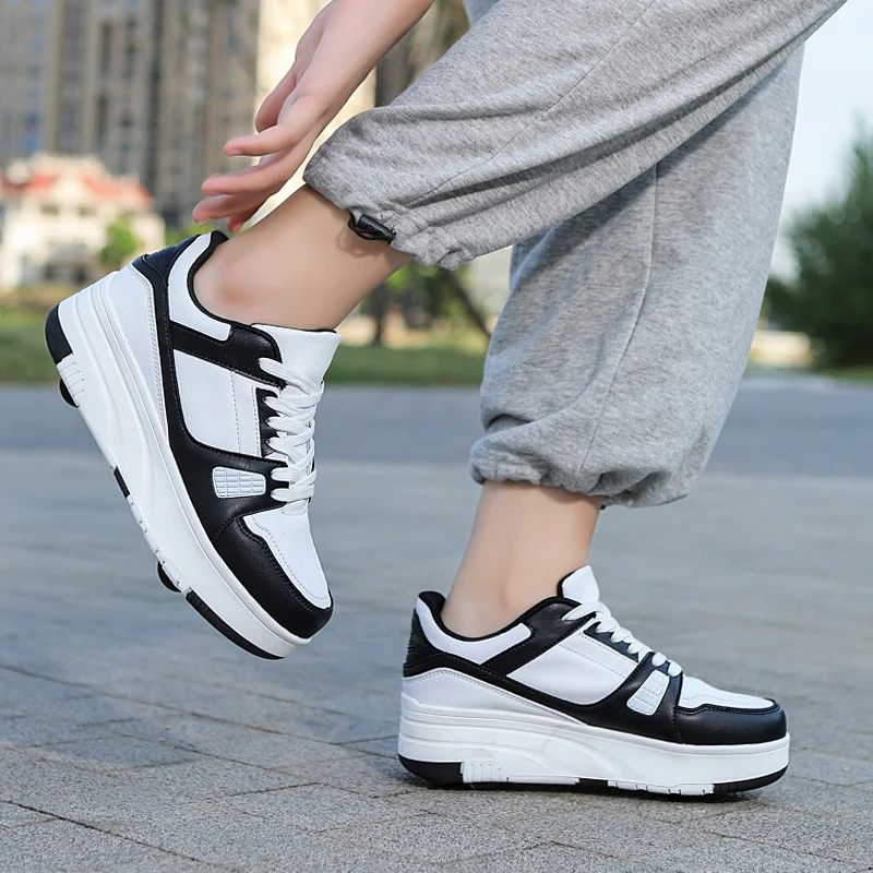 Kids Sneakers Sports Shoes Kids Sports Shoes Kids Shoes Roller Skate Shoes Kids Fashion Casual Sport Outdoor Footwear for Children Toys Gifts Boys 4 Wheels Sneaker Girl Boots
