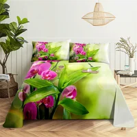 Green Plants Queen Sheet Set Girl, Lady's Room Leaf Bedding Set Bed Sheets and Pillowcases Bedding Flat Sheet Bed Sheet Set 3