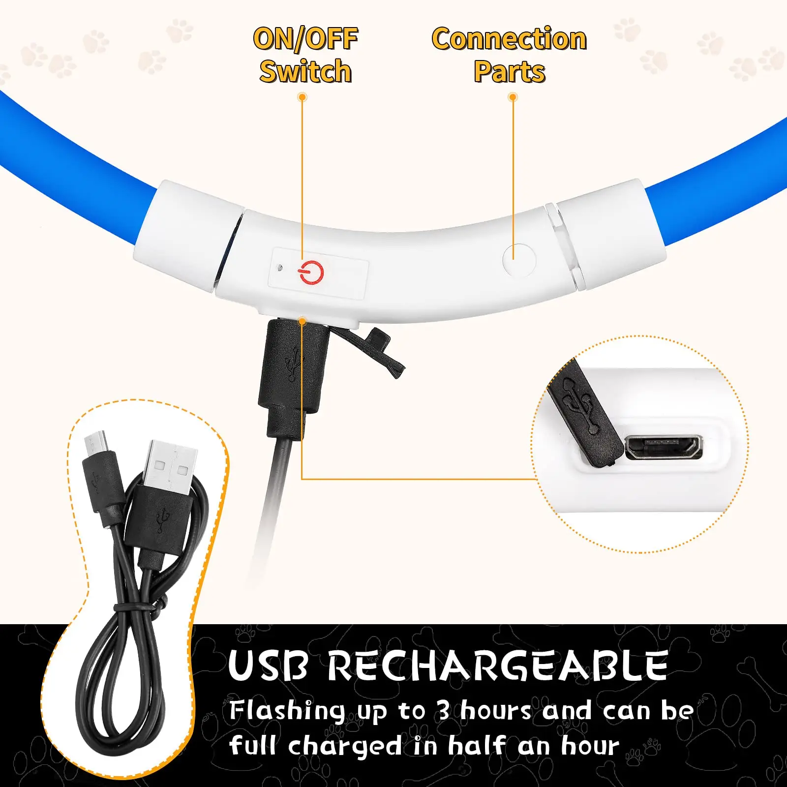 “Silicone LED Dog Collar – Rechargeable, 4 Modes, Soft & Lightweight, Anti-Loss for Small, Medium & Large Dogs” 4