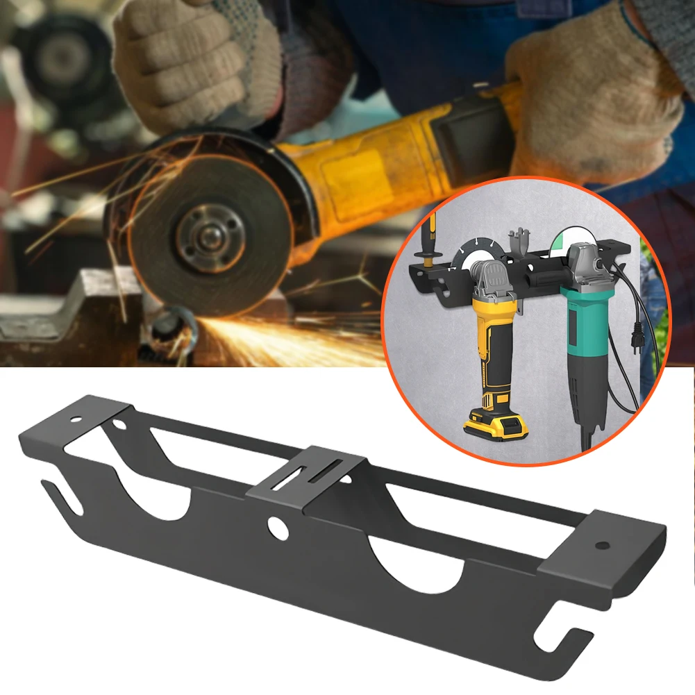 2 Bay Angle Grinder Rack with Cord Hanger Angle Grinder Holder 2 Bay Stand Storage Rack for Cutters Polishers Workspace