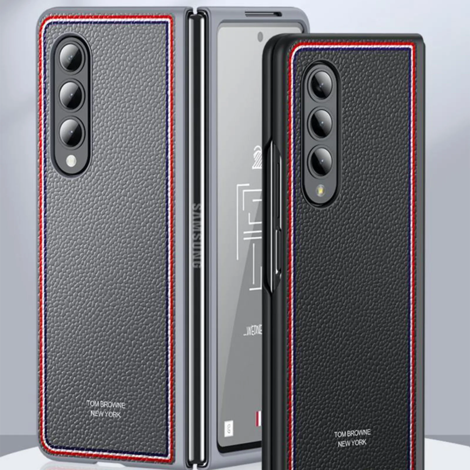 Genuine Leather Phone Case for Samsung Galaxy Z Fold Flip 4 5G Folding