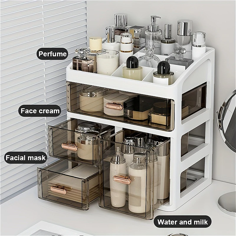 Drawer Style Storage Box Transparent Jewelry Skin Care Products Storage Case High-capacity Desktop Clutter Dustproof Organizer 3