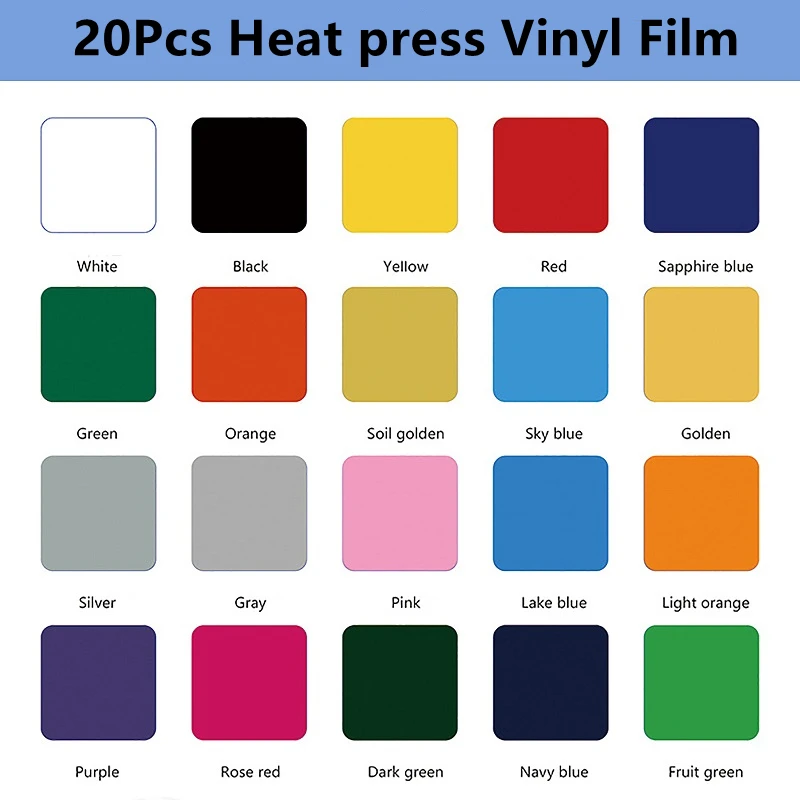 20/Set Pu Heat Transfer Vinyl Film Iron On T-Shirt Bags Hats Xmas Decor Htv  Silhouette Cameo Easy To Weed Diy 30X30Cm/30X20Cm