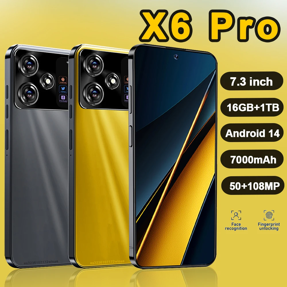 Купить дешево Original X6 Pro Smartphone 7.3inch Global Version 16G+1TB ...