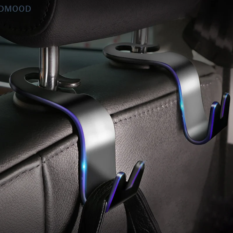 2PCS Universal Car Headrest Back Seat Hook Hanger Vehicle Organizer Holder for Hanging Shopping Bags Groceries Clothes