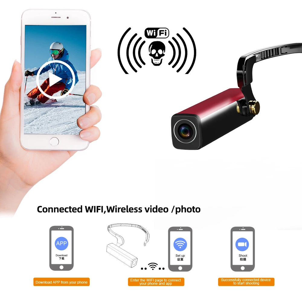 Vandlion A33 HD 1080P Action Camera Support 256G Sports DV 2300mAh Video Recording Camcorder Small Head Mounted Wireless Camera 4
