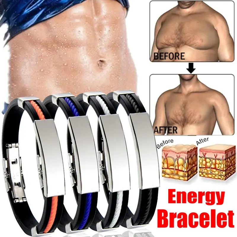 Moda Uomo Donna Acciaio Inossidabile Linfodrenaggio Detox Bracciale Dimagrante Energia Braccialetti In Silicone Braccialetto Gioielli Per La Cura Dell