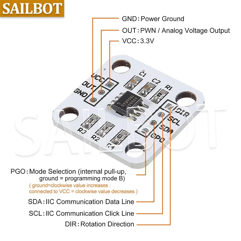 High-Precision 12-Bit Magnetic Encoder Sensor Module