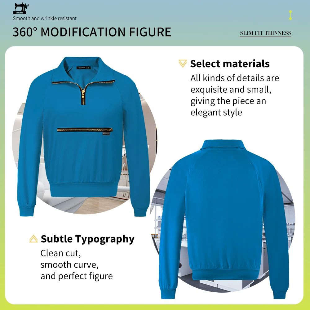 Nurse Uniforms Medical Scrubs Tops Surgery T-shirts Fashionable Hospital Scrubs Jackets with Zipper