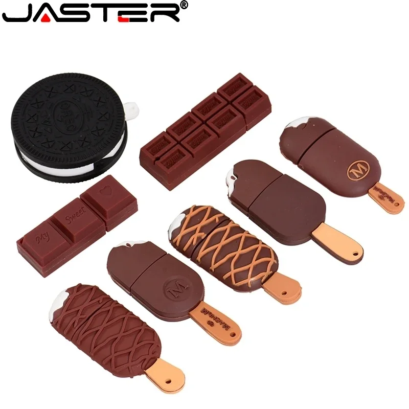 thumbnail image 1 of Memoria USB JASTER de 128 GB con forma de helado y chocolate, con llavero gratis, 64 GB, regalo para niños, memoria USB de 8 GB, 1 of 5