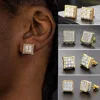 Hip Hop Ice Studded Earrings For Men Male Trend Cubic Zirconia Piercing Hiphop Gold Color Square Earring Jewelry Accessories 1