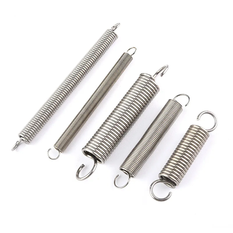 2Pcs Wire Diameter 0.8mm 1.0mm 1.2mm  Stainless Steel  Open Hook Tension Spring Hook spring Extension Spring Draught Spring