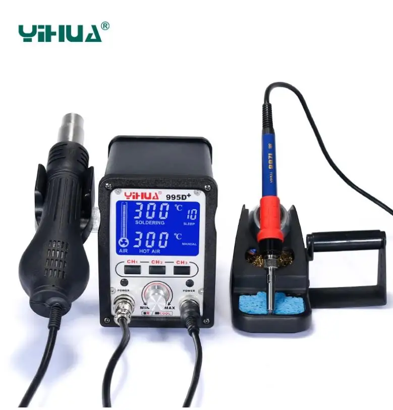 

YIHUA 995D+SMD Soldering Station with Pluggable Hot Air Gun Soldering Iron BGA Rework Station Phone Repair Welding Station 3.5KG