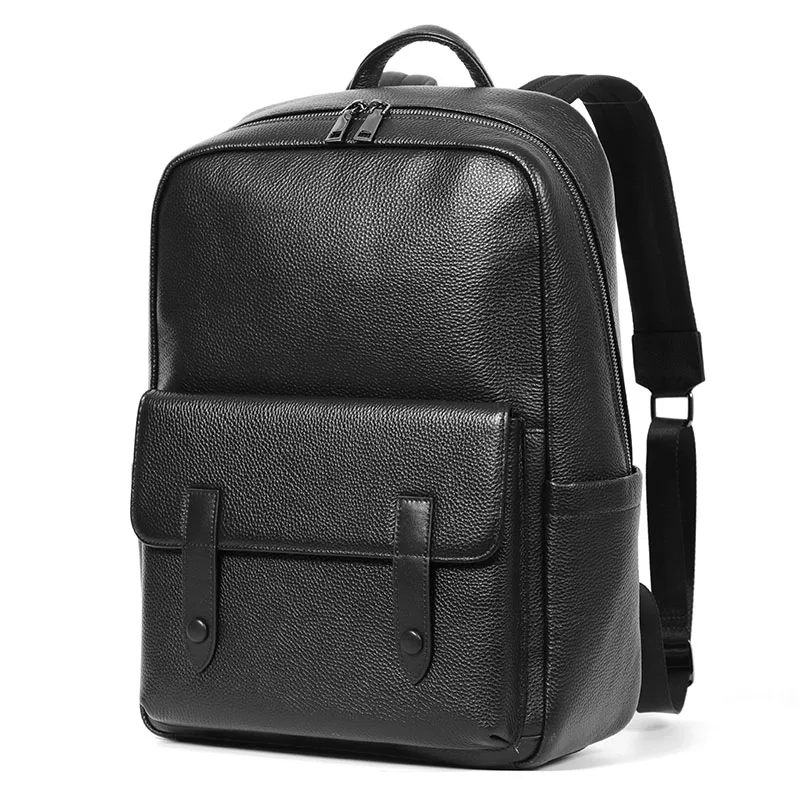 High Quality Genuine Leather Men's Backpack Large Capacity Laptop Bag School Backpack Male Shoulder Bag Leather Travel Backpacks 2